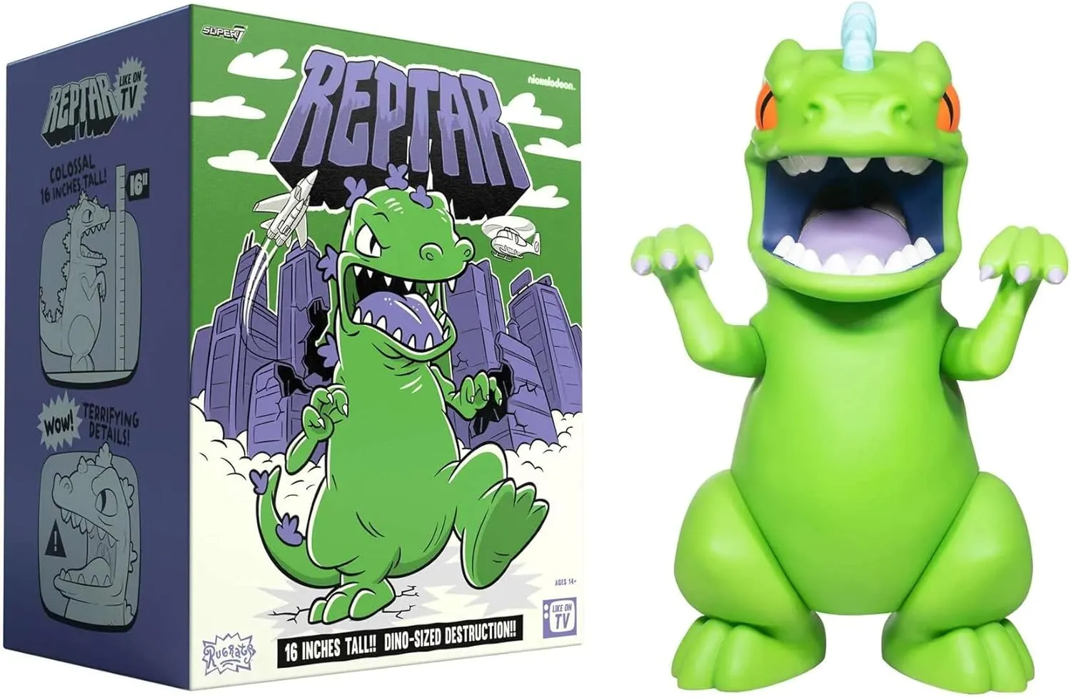 Super7 Supersize Rugrats Reptar - 16" Rugrats Action Figure Classic Cartoon Collectibles and Retro Toys