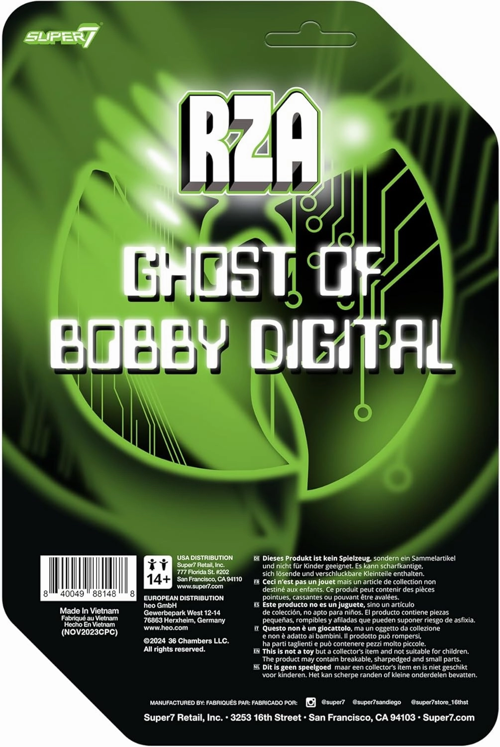 Super7 RZA Bobby Digital (Clear) Reaction Figure - 3.75" RZA Action Figure with Accessory Classic Hip Hop Collectibles and Retro Toys
