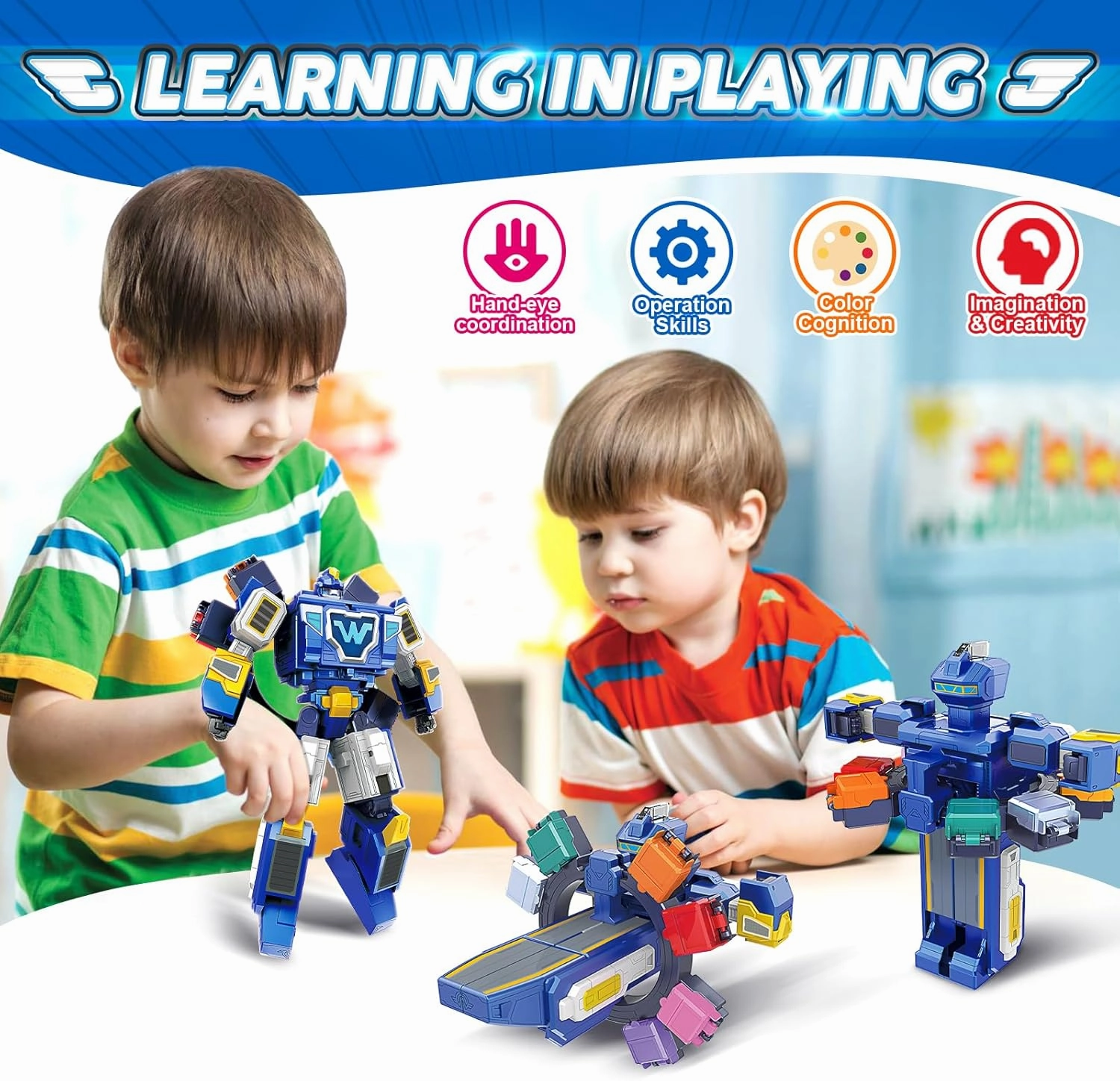 Super Wings Transforming Toys, 10 inch World Aircraft Transform Figures Toys, 3 in 1 Mode Rescue Bots Action Figure Toy Figures for 4-8 Year Old Boys, Plane Toy for Toddlers Kids Age 4 5 6 7 8