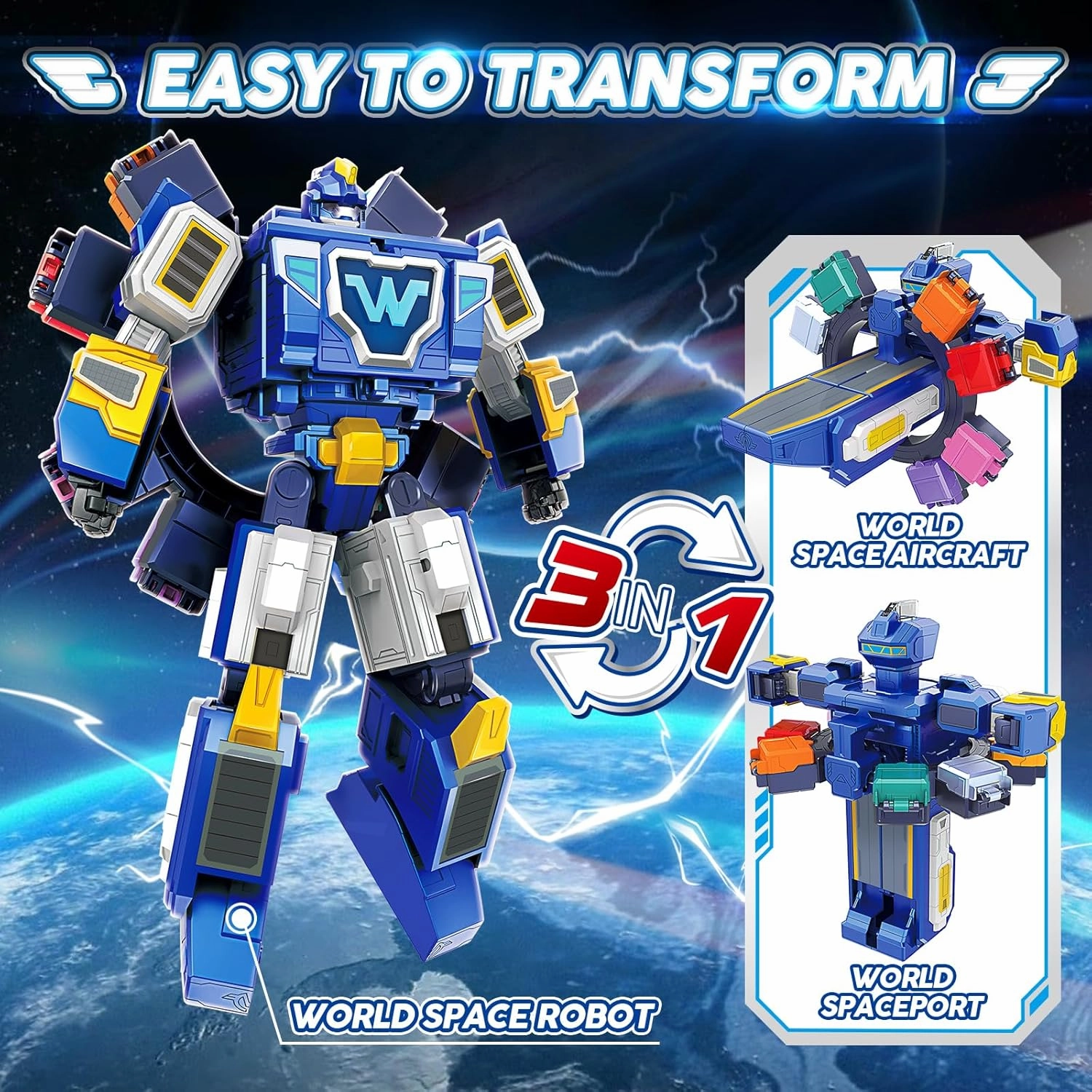 Super Wings Transforming Toys, 10 inch World Aircraft Transform Figures Toys, 3 in 1 Mode Rescue Bots Action Figure Toy Figures for 4-8 Year Old Boys, Plane Toy for Toddlers Kids Age 4 5 6 7 8