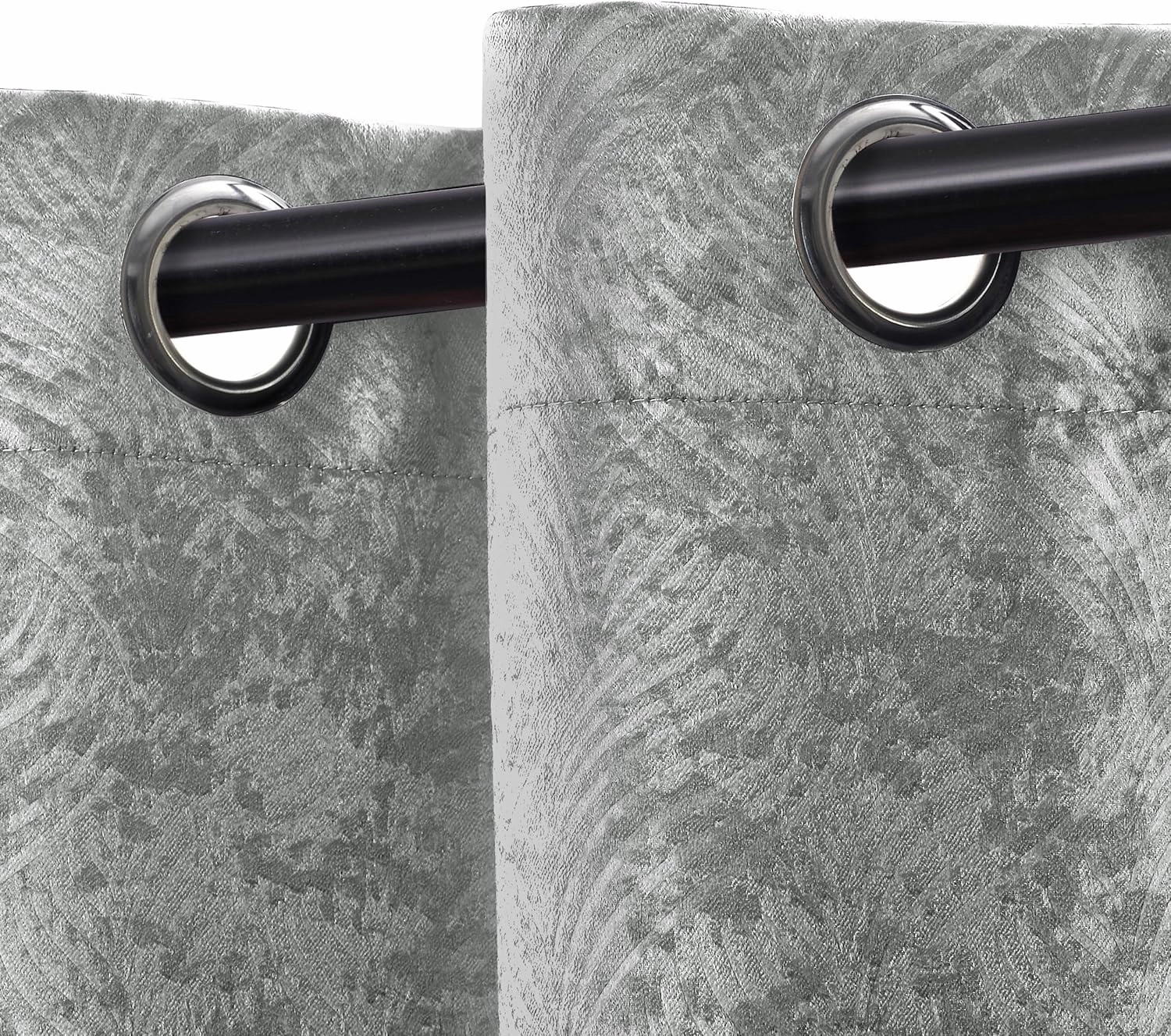 Superior Blackout Curtains, Window Accents, Sun Blocking, Living Room, Bedroom Darkening, Modern Geometric Waves, Grommet Header, Waverly Collection, Set of 2 Panels, 52" x 84", Chrome