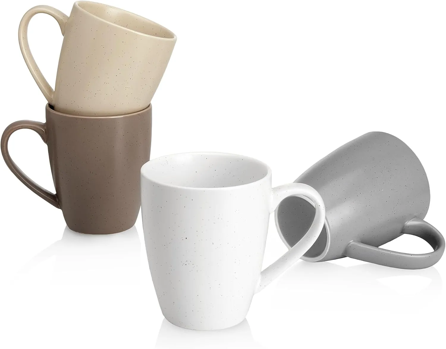 Sweese Porcelain Mugs - 16 Ounce (Top to the Rim) for Coffee, Tea, Cocoa, Set of 4, Neutral Colors