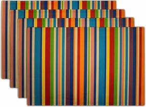 Sweetshow Funny Colorful Stripe Placemats Set of 4 12x18 Inch Modern Multicolor Striped Print Table Mats Farmhouse Decorative Linen Washable Place Mats for Holiday Party Kitchen Dining Table Decor