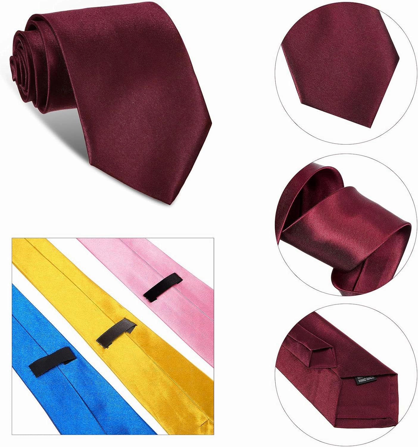 Syhood 12 Pieces Solid Satin Pure Color Ties Set Business Formal Necktie Tie for Men Formal Occasion Wedding