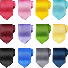 Syhood 12 Pieces Solid Satin Pure Color Ties Set Business Formal Necktie Tie for Men Formal Occasion Wedding