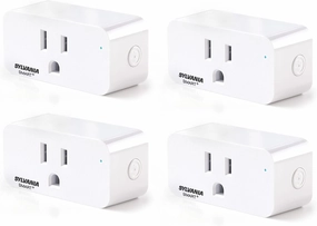 SYLVANIA Wifi Smart Plug, Voice Control, Compatible with Alexa and Google Home, Timer, On/Off, White - 4 Pack (75703)
