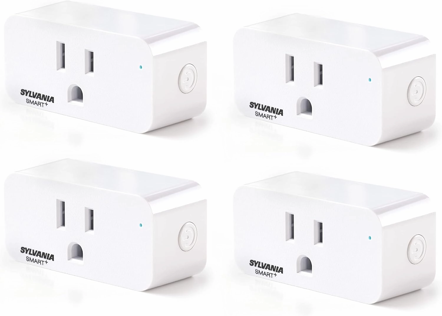 SYLVANIA Wifi Smart Plug, Voice Control, Compatible with Alexa and Google Home, Timer, On/Off, White - 4 Pack (75703)