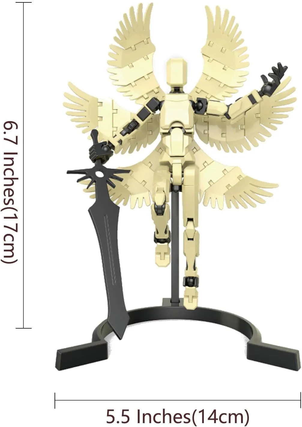 T13 Action Figure, 3D Printed Toy, Ideally Suitable for Interactive Purposes, Tabletop Decorations, Gifts, and The Like. (Six Wings - Milky White)