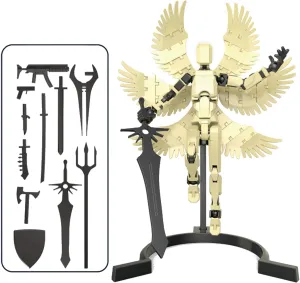 T13 Action Figure, 3D Printed Toy, Ideally Suitable for Interactive Purposes, Tabletop Decorations, Gifts, and The Like. (Six Wings - Milky White)