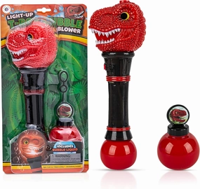 T-Rex Dinosaur Bubble Gun with Dazzling LED Lights, Forest & Twelfth 11.5” Bubble Wands for Kids, Battery-Powered Bubble Blaster, Includes Bubble Solution, Bubble Blower for Boys & Girls (T-Rex)