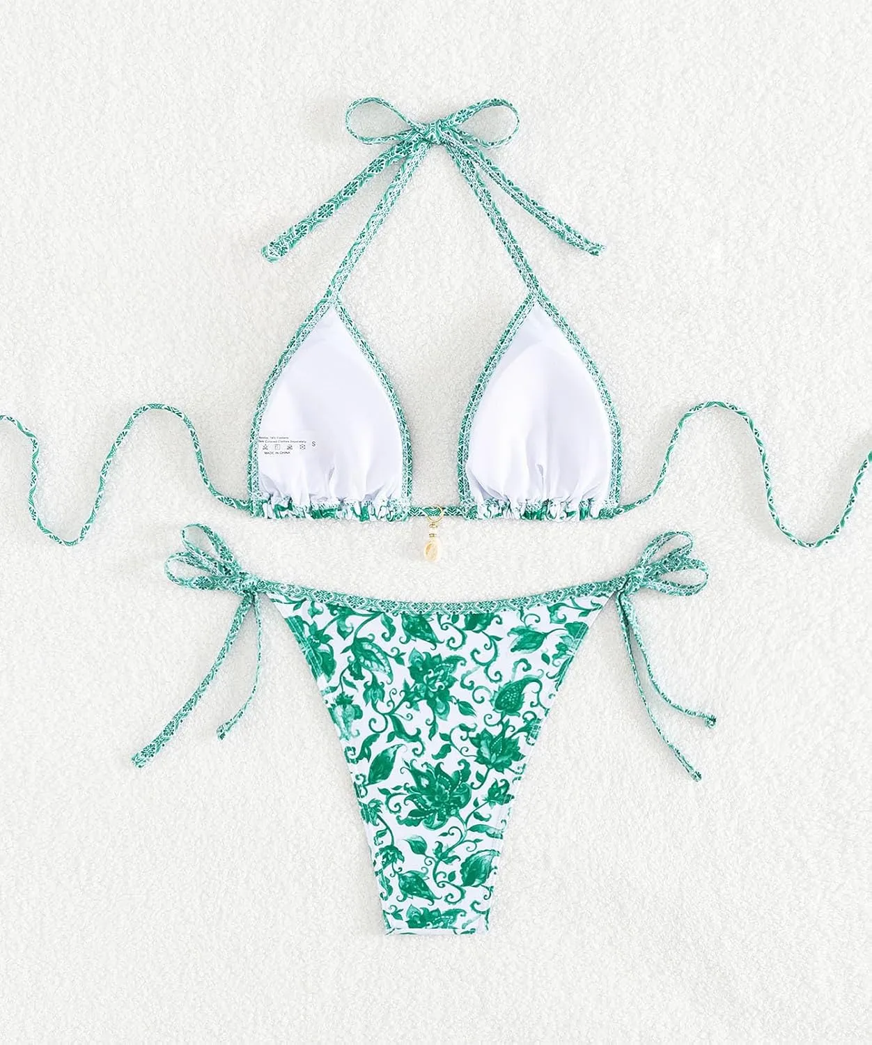 Tainehs Women's Sexy Halter Bikini Set Triangle Top String Swimwear Two Piece Swimsuits Cheeky Bathing Suit