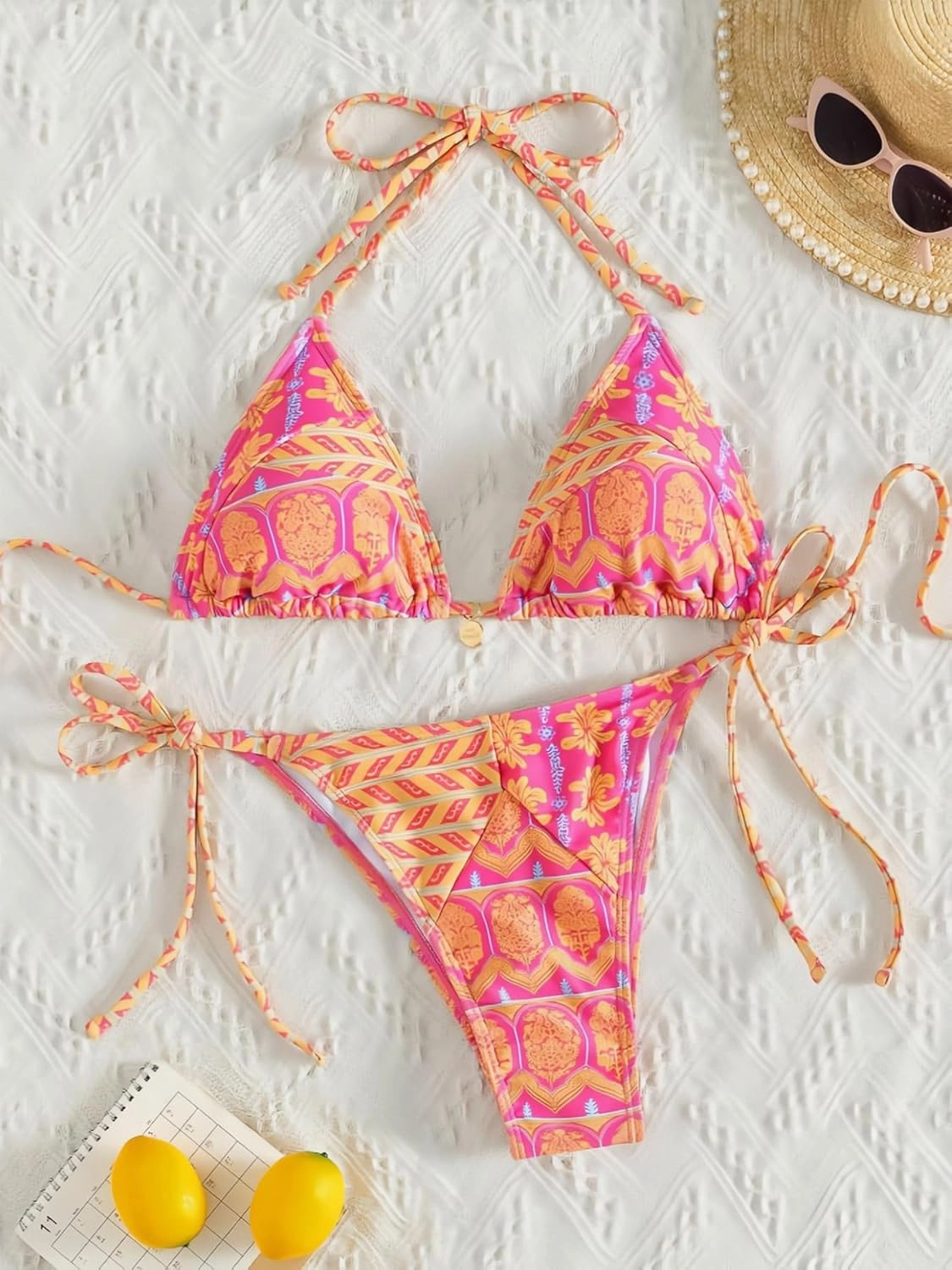 Tainehs Women's Sexy Halter Bikini Set Triangle Top String Swimwear Two Piece Swimsuits Cheeky Bathing Suit