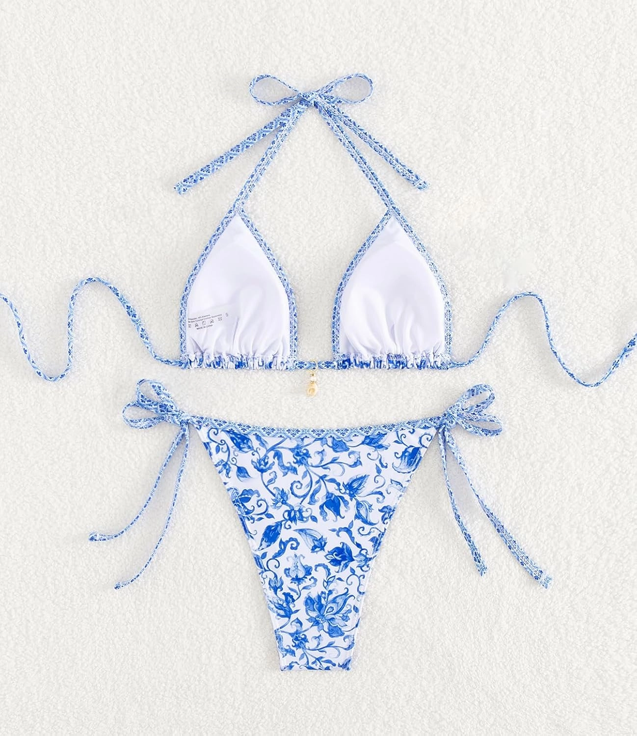 Tainehs Women's Sexy Halter Bikini Set Triangle Top String Swimwear Two Piece Swimsuits Cheeky Bathing Suit