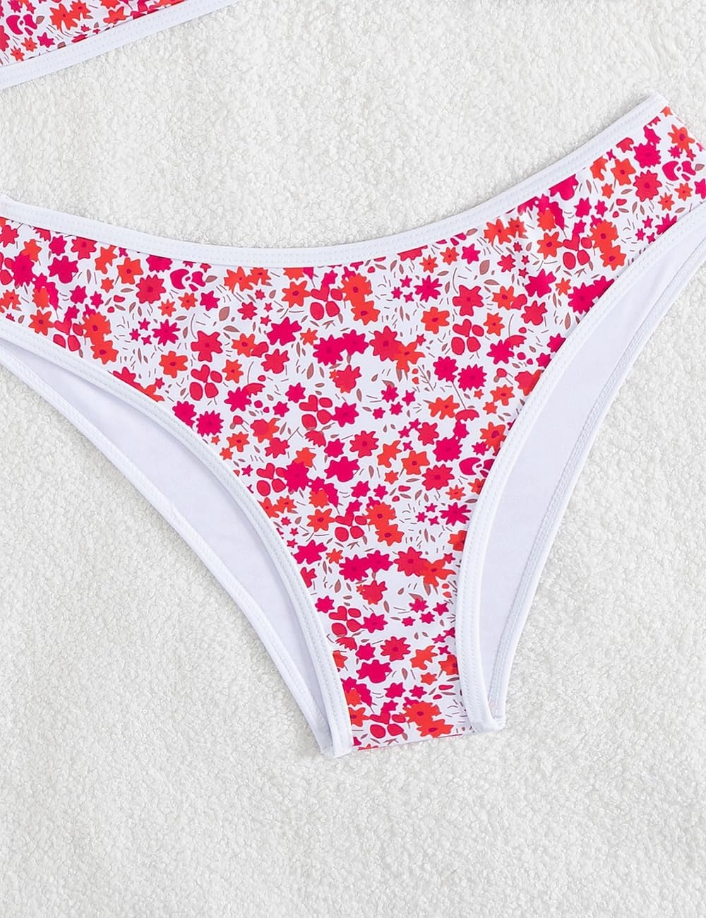 Tainehs Women's Two Piece Bikini Sets O Ring Front Top Ditsy Floral Triangle Swimsuits Cheeky Bathing Suit