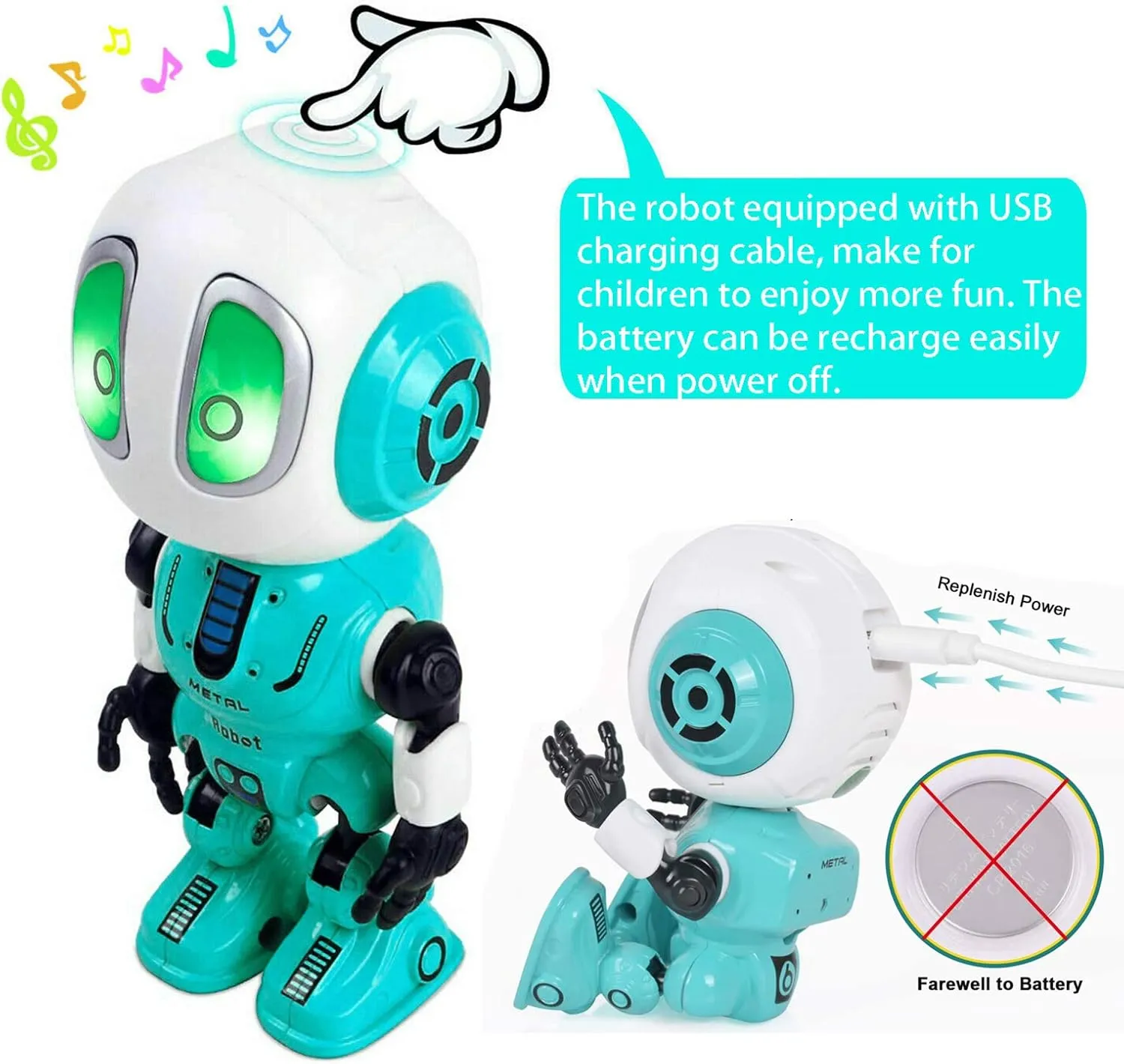Talking Robot for Kids Toy - Mini Robot Toys That Repeats What You Say, Robots Toys for 4 5 6 Year Old Girls and Boys, Stocking Stuffers for Boys and Girls (Blue)