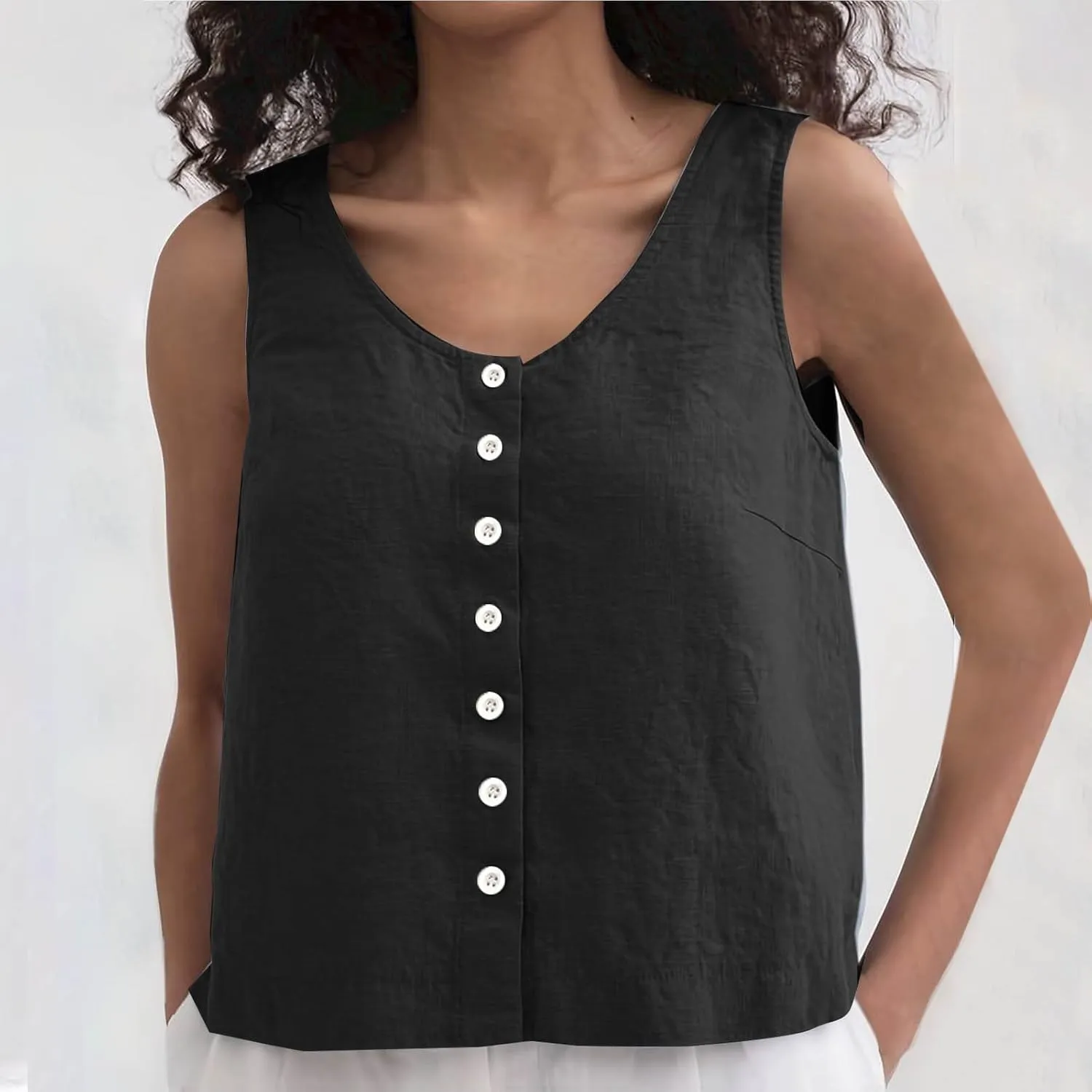 Tank Tops for Women 2025 Summer Crew Neck Women's Tank Tops Button Down Sleeveless Casual Vest Trendy Shirts 2025