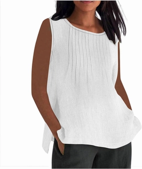 Tank Tops for Women 2025 Plus Size Pleated Side Split Camisole Tank Tops Summer Fashion Crew Neck Sleeveless Vest