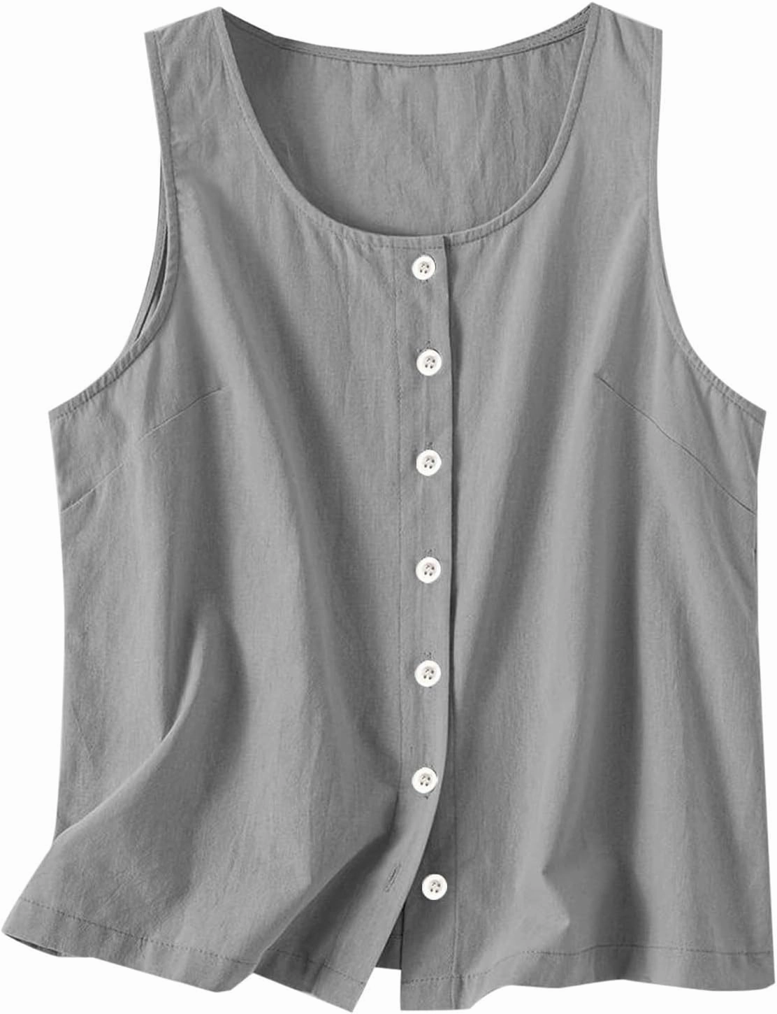 Tank Tops for Women 2025 Summer Crew Neck Women's Tank Tops Button Down Sleeveless Casual Vest Trendy Shirts 2025