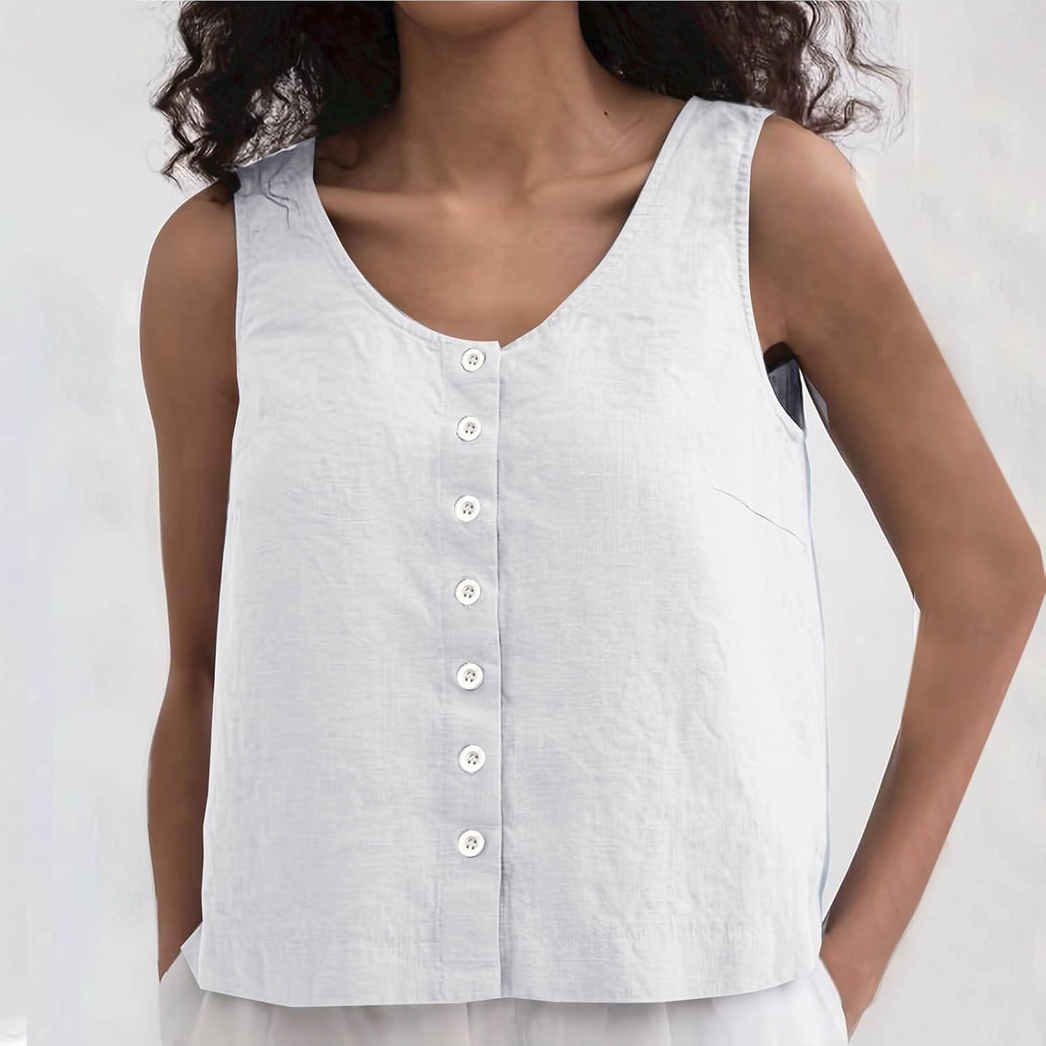 Tank Tops for Women 2025 Summer Crew Neck Women's Tank Tops Button Down Sleeveless Casual Vest Trendy Shirts 2025