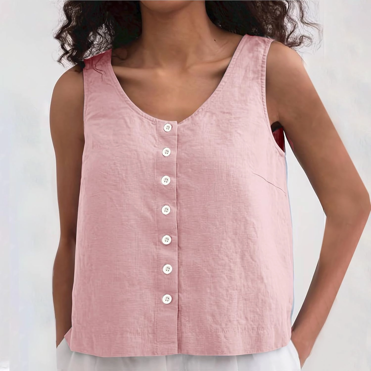 Tank Tops for Women 2025 Summer Crew Neck Women's Tank Tops Button Down Sleeveless Casual Vest Trendy Shirts 2025