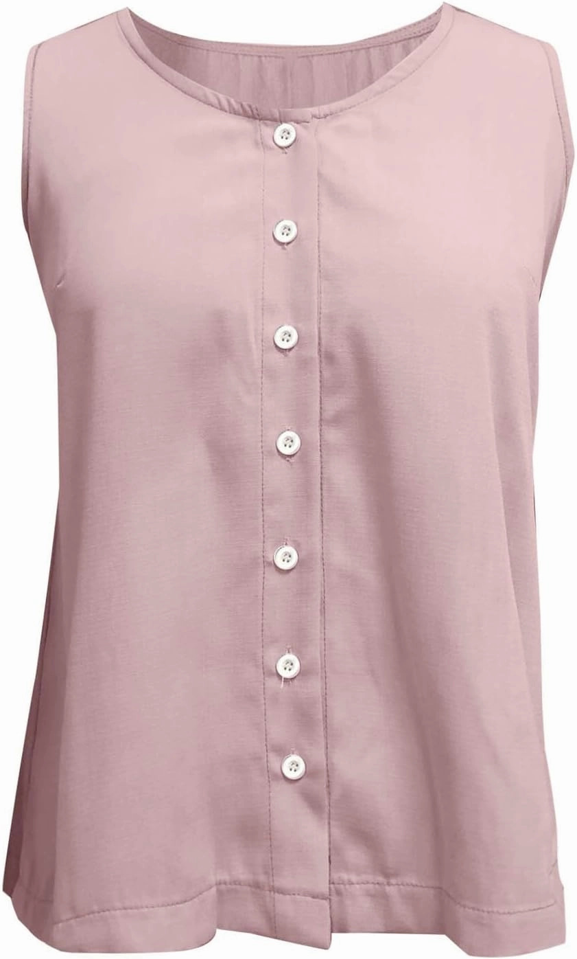 Tank Tops for Women 2025 Summer Crew Neck Women's Tank Tops Button Down Sleeveless Casual Vest Trendy Shirts 2025