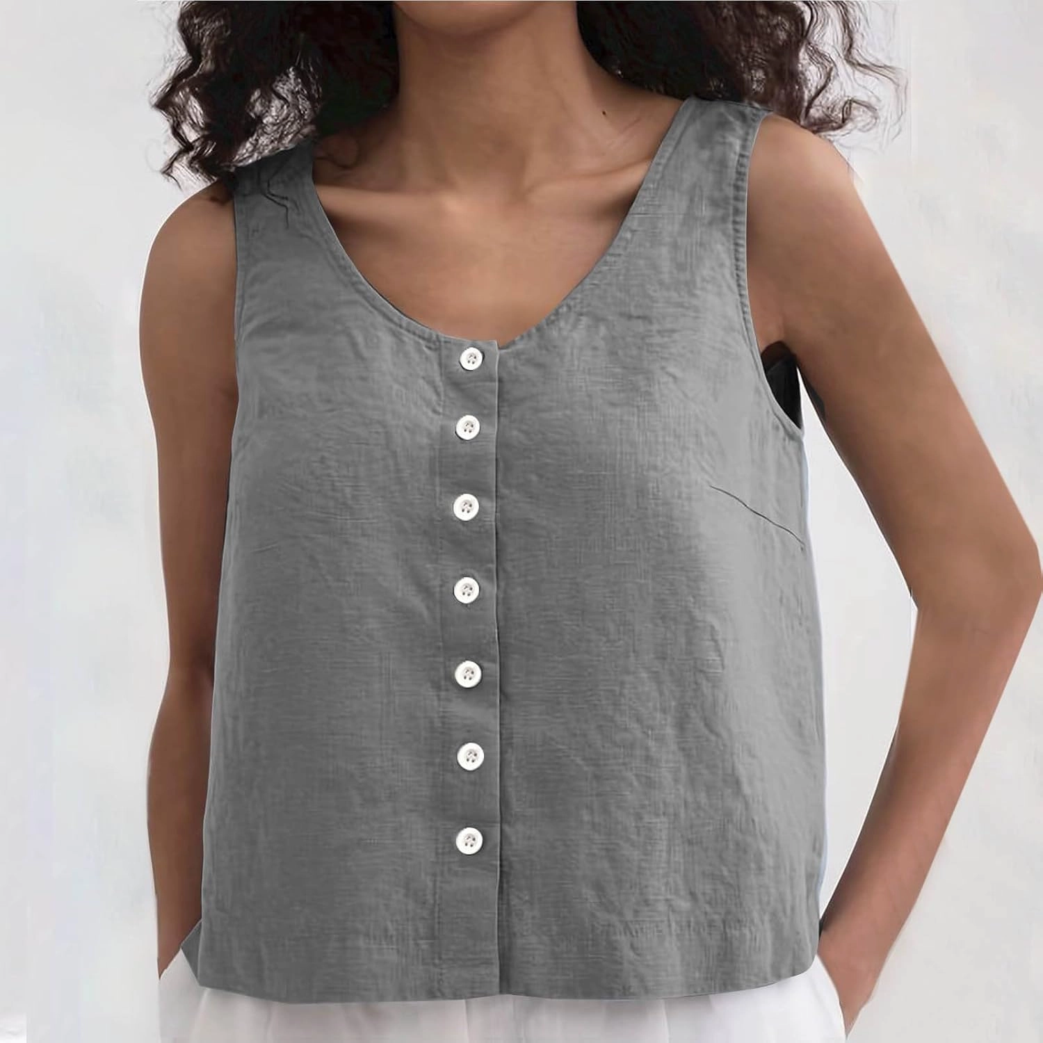 Tank Tops for Women 2025 Summer Crew Neck Women's Tank Tops Button Down Sleeveless Casual Vest Trendy Shirts 2025