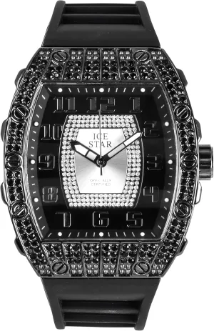 Techno Pave Men's 41mm Iced Out Tonneau Shape Watch, Numeral Dial