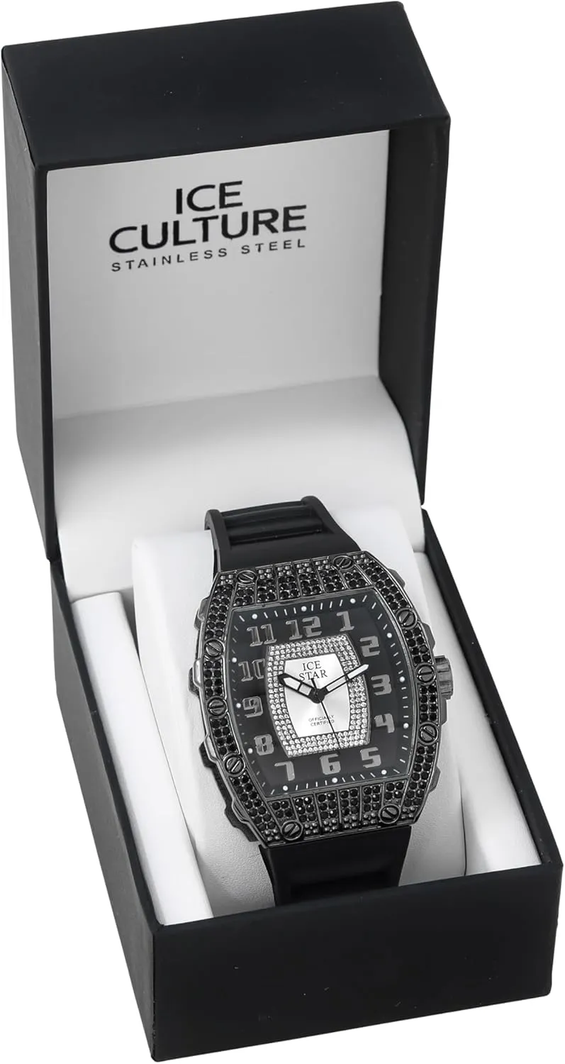 Techno Pave Men's 41mm Iced Out Tonneau Shape Watch, Numeral Dial