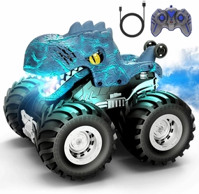 Tecnock Remote Control Monster Trucks Car, 360° Rotating RC Cars for Boys, 2.4GHz Dinosaur Toys with Spray, Light & Sound, Toys for Kids 6 7 8 Year Olds, Gift for Boys and Girls