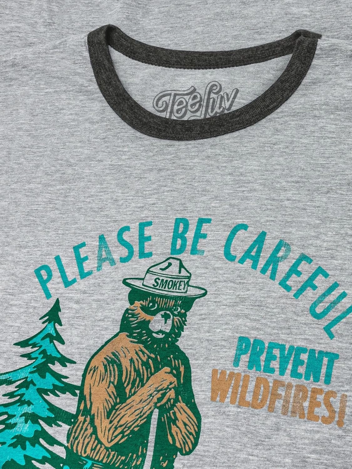 Tee Luv Men's Smokey Bear T-Shirt - Retro Smokey Prevent Wildfires Ringer Shirt
