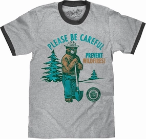 Tee Luv Men's Smokey Bear T-Shirt - Retro Smokey Prevent Wildfires Ringer Shirt