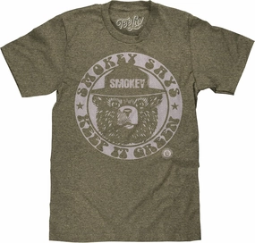 Tee Luv Men's Smokey Bear T-Shirt - Retro Smokey Says Keep It Green Mascot Shirt