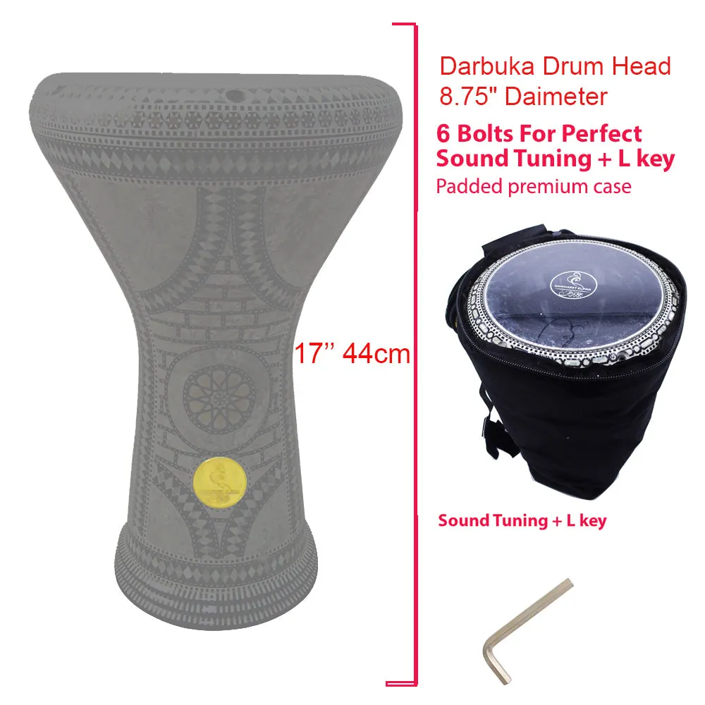 The 17'' The Golden Sun Gawharet El Fan Darbuka Doumbek