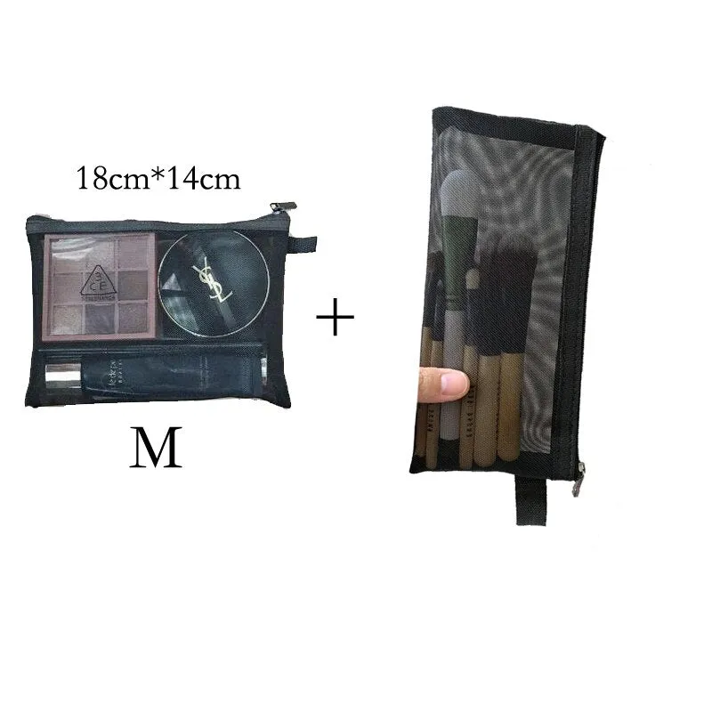 themeisles  Mini Mesh Cosmetic Bag Women Portable Lipstick Bag Makeup Bag One Set Makeup Pouch Toiletry Bag Necessarie Feminina Kosmetyczka