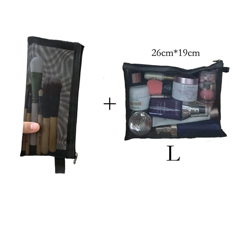 themeisles  Mini Mesh Cosmetic Bag Women Portable Lipstick Bag Makeup Bag One Set Makeup Pouch Toiletry Bag Necessarie Feminina Kosmetyczka