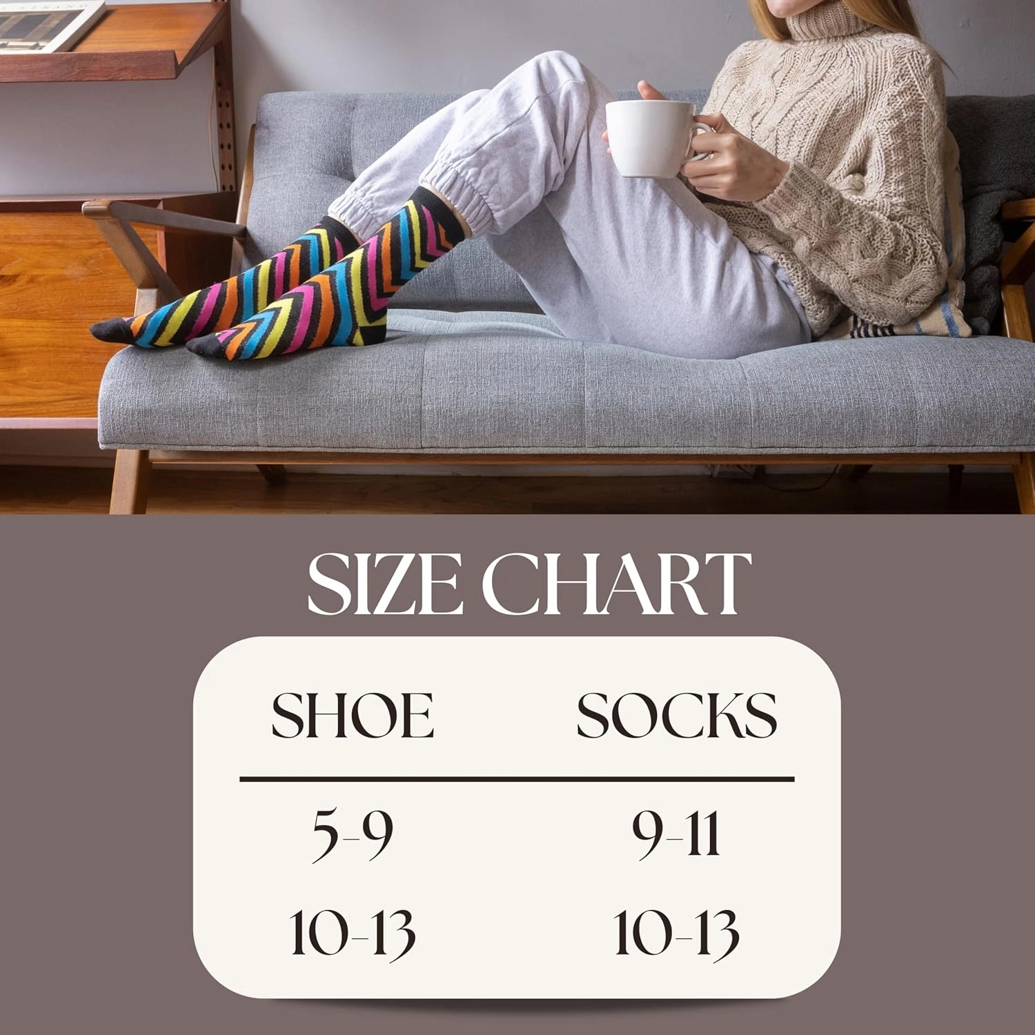 Tipi Toe Women's 12 Pairs Lightweight Colorful Patterned Crew Socks Available in Sizes 9-13