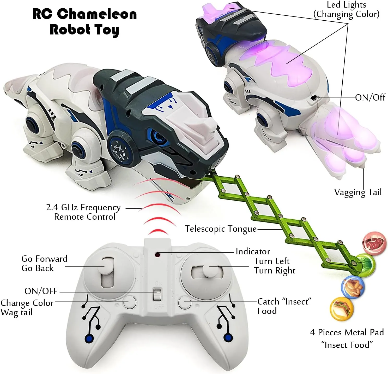 Tipmant Remote Control Robot Dinosaur RC Chameleon Lizard Animal Toy Realistic Electric Electronic Pets Car Vehicle Kids Birthday Gifts