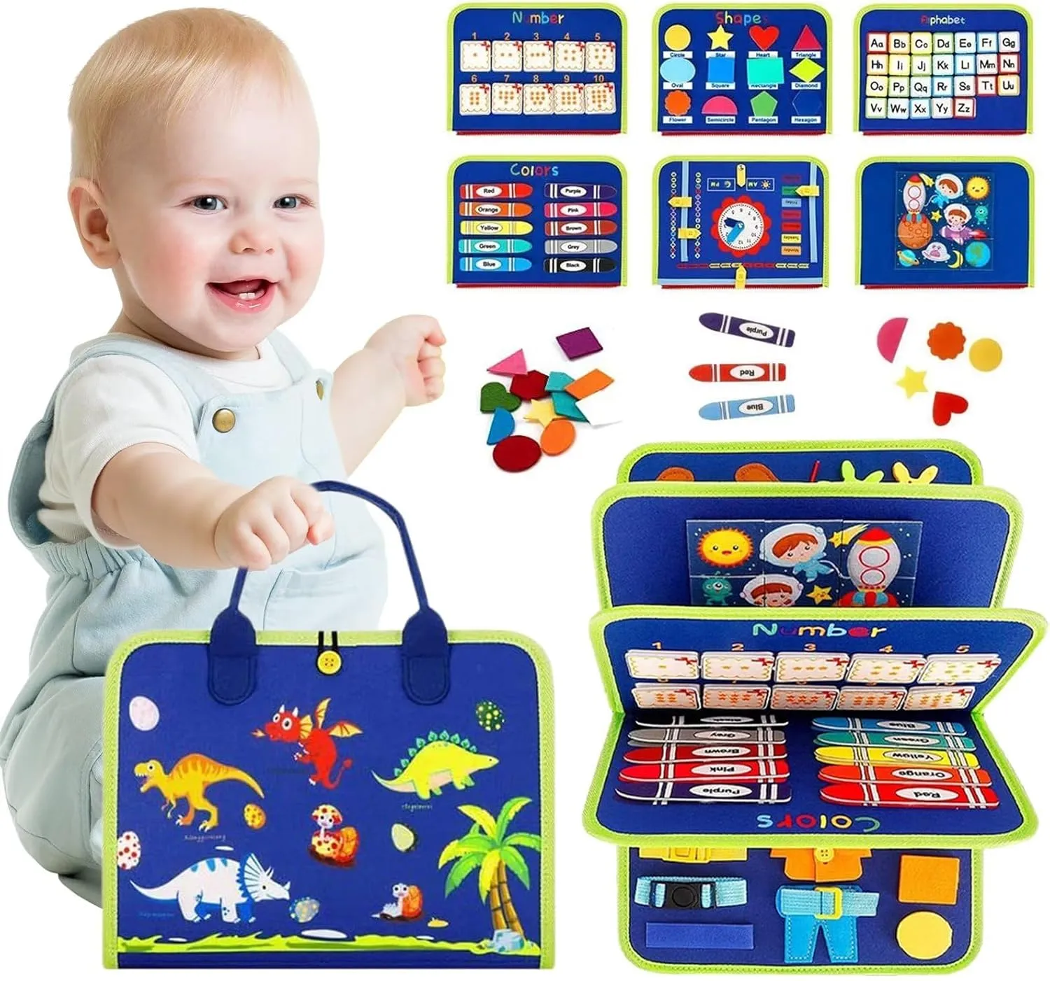 Toddler Busy Board Montessori Toys for 1 2 3 Year Old, Busy Book Sensory Toys for Baby Boys Girls Birthday Gifts, Preschool Learning Activities