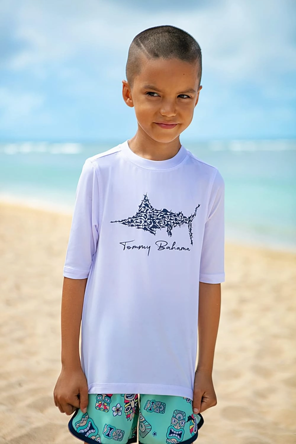Tommy Bahama 2-Piece Swimsuit Set, Rash Guard & Swim Trunks 2-Pack Bundle Set for Boys and Toddlers