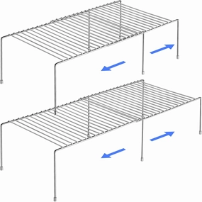 Tomorotec Stainless Steel Expandable Kitchen Storage Organizer Spice Rack Cabinet Organization Heavy-Duty Rustproof Shelf, Adjustable Durable Rack Space Saving Countertop Drawer Cabinet Pantry (2)