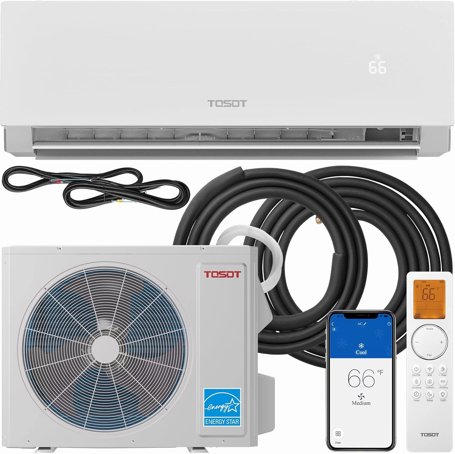 TOSOT 24,000 BTU 24.0 SEER2, ENERGY STAR Mini-Split Air Conditioner and Heating System, Wifi-Enabled Ductless Inverter AC Unit with, Supports ERV System Add-On, 208-230V, Aoraki Series, White