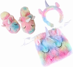 Totority 3pcs Unicorn Costume Set Head Slippers Headband and Girls Party Costumes Adorable Unicorn Theme Props