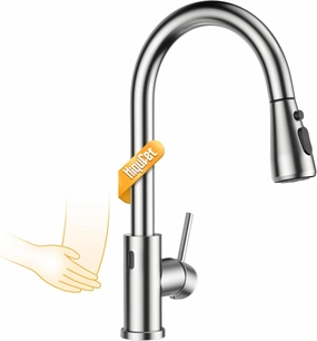 Touchless Kitchen Sink Faucet with Pull Down Sprayer, Stainless Steel Smart Motion Sensor Faucet for Kitchen Sink, Brushed Nickel