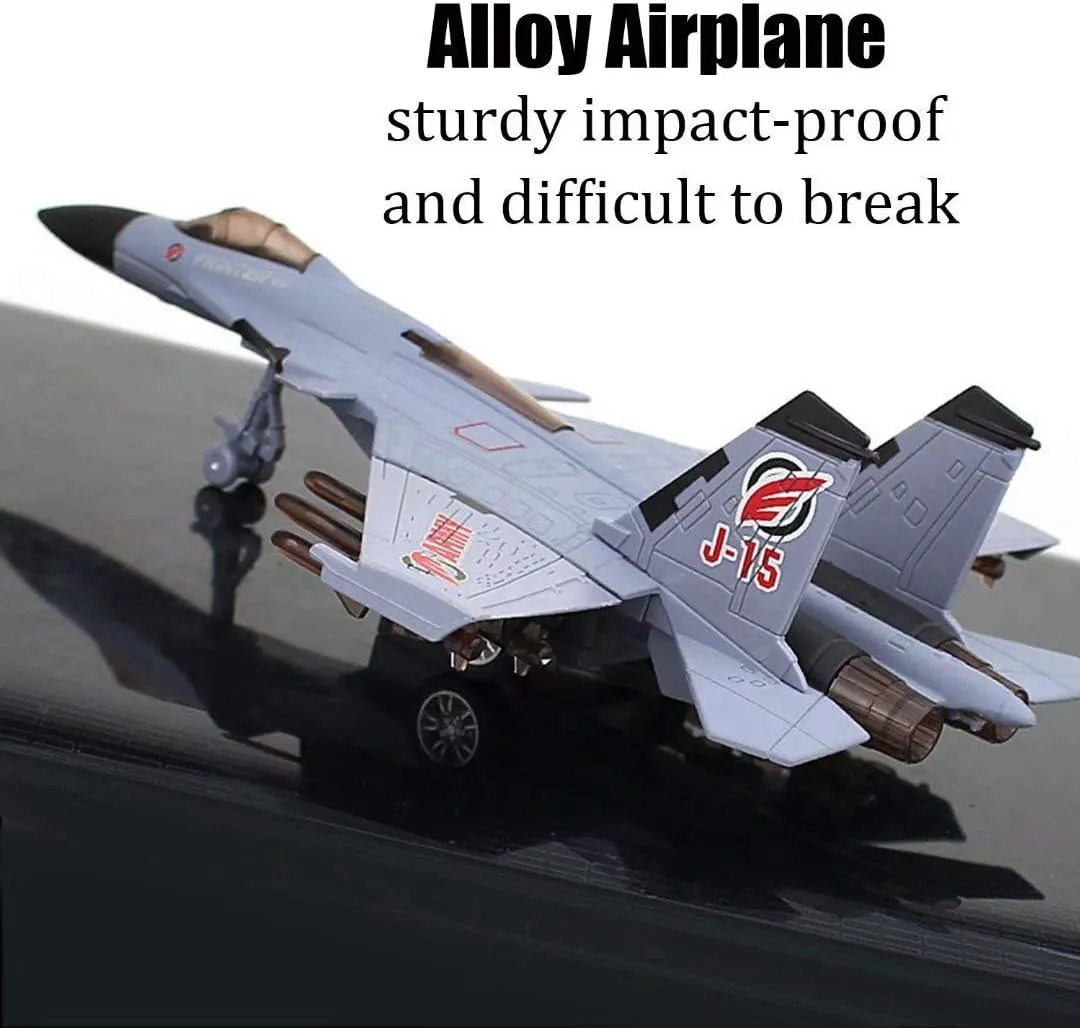 Toy Airplane Model Planes Alloy Pull Back Fighter for Boys with Flashing Lights, Real Jet Sound (Gray)