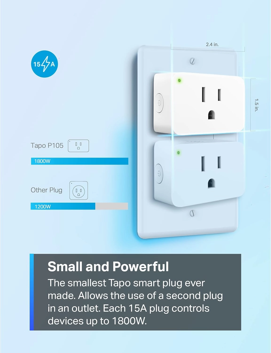 TP-Link Tapo Smart Plug Mini 15A, Smart Home Wi-Fi Plug, Super Easy Setup, Compatible with Alexa & Google Home, No Hub Required, UL Certified, 2.4G WiFi Only, White, Tapo P105(4-Pack)