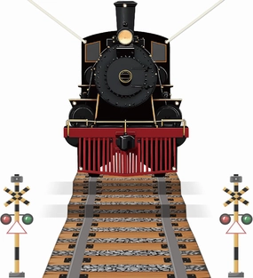Train Party Decoration Train Hanging Banner Railroad Track Aisle Polyester Fabric for Christmas Party Train Theme Birthday Party Xmas School Classroom Door Home Wall Indoor Outdoor Decor Supplies