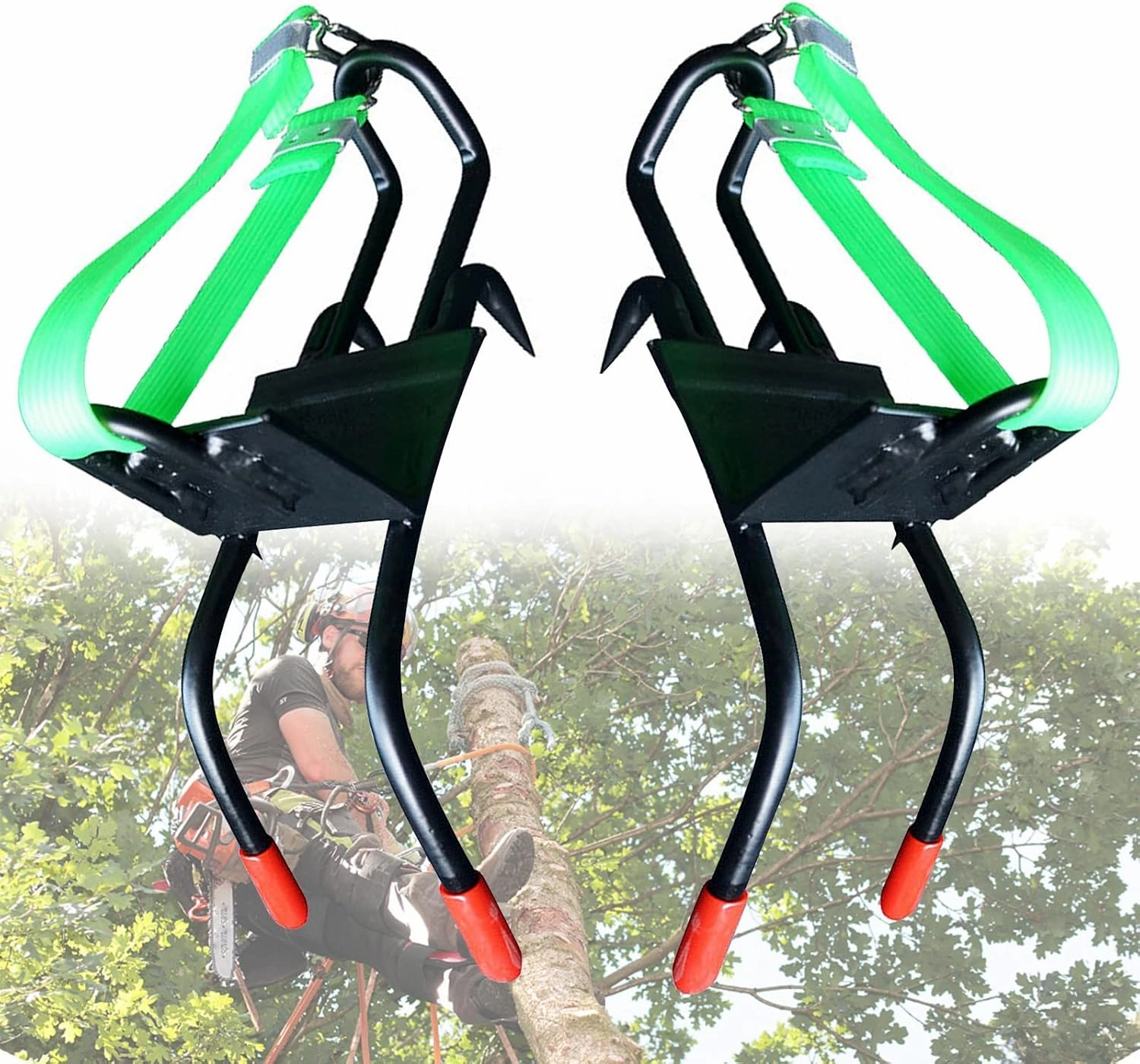 Tree Climbing Spike Set, Stainless Steel Climbing Trees Artifact Non-Slip Climbing Tree Tool with Safety Belt, Tree Climbing Equipment - 4 Claws, Sturdy and Sharp, Strong Grip