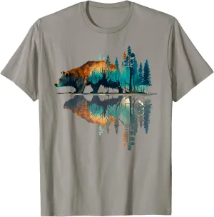 Trees Reflection Wildlife Nature Animal Bear Outdoor Forest T-Shirt