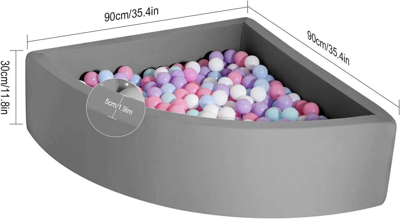 TRENDBOX Ball Pit Kids Ball Pit Memory Foam Ball Pit Fan-Shape Ball Pits for Toddlers Kids Ball Pit Balls NOT Included - Dark Gray