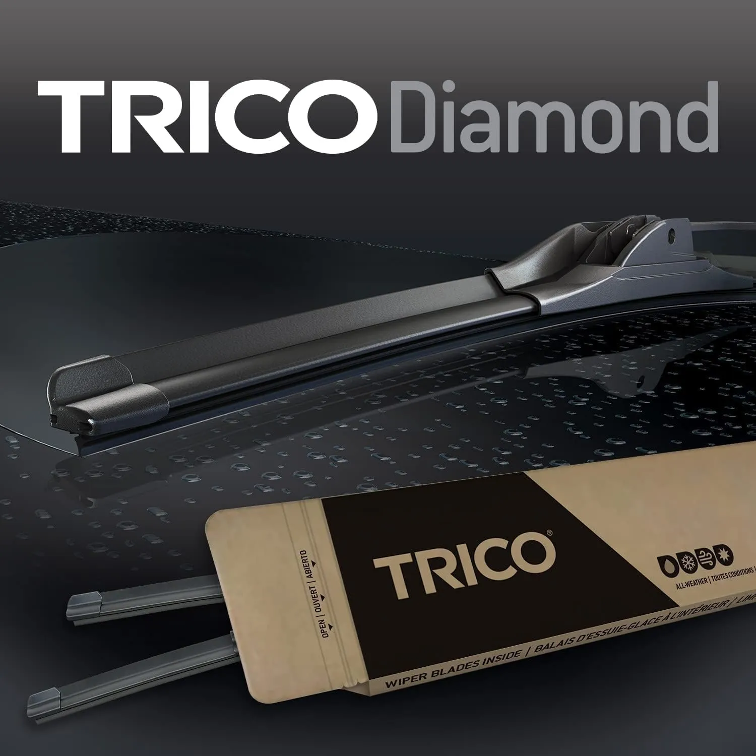 TRICO Diamond 24"   18" Premium Automotive Replacement Windshield Wiper Blades (Set of 2), Passenger and Driver Side All-Weather Beam Wiper Blades for Select Vehicle Models